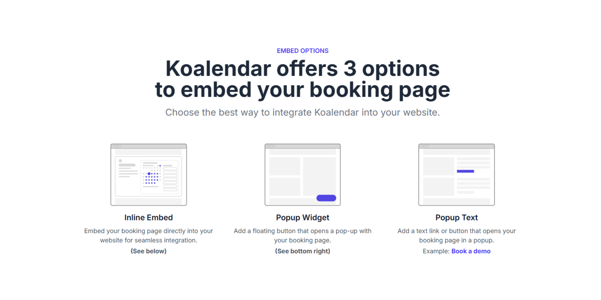 Koalendar embed options screenshot
